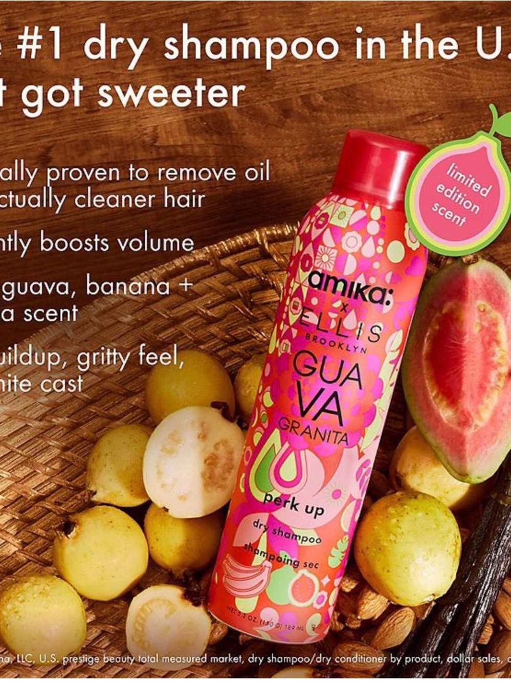 amika Guava Granita Perk Up Dry Shampoo - Pink and Green Accents